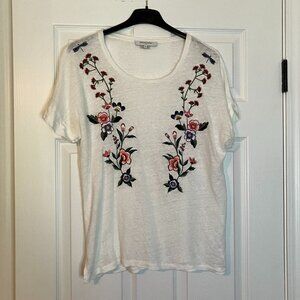 Gerard Darel: 100% linen white embroidered shirt (size L)